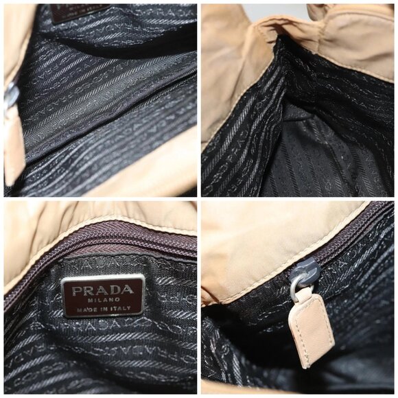 PRADA Chain Shoulder Bag Leather Beige Gold Auth 122203 - Picture 15 of 16